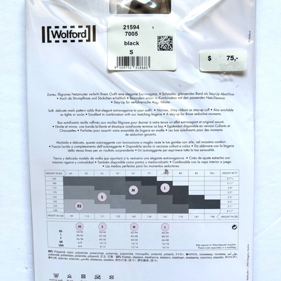 NWT Wolford, size small, stay up black net stockings - Picture 3 of 5